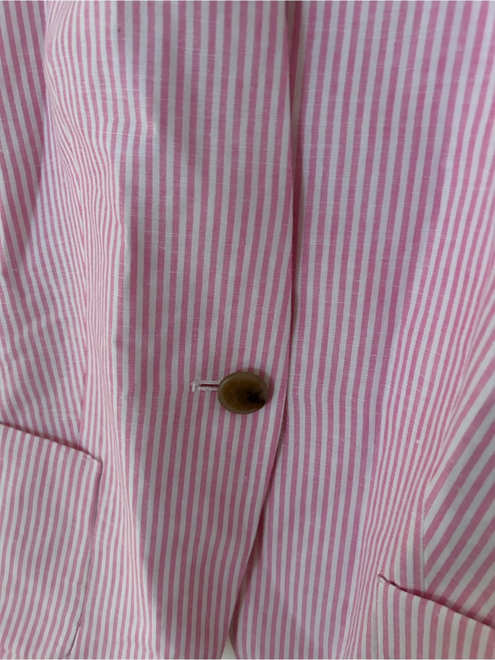 ☀️3/$25 Talbots Aberdeen Blazer Pink White Stripe Size 8 linen - Picture 5 of 7